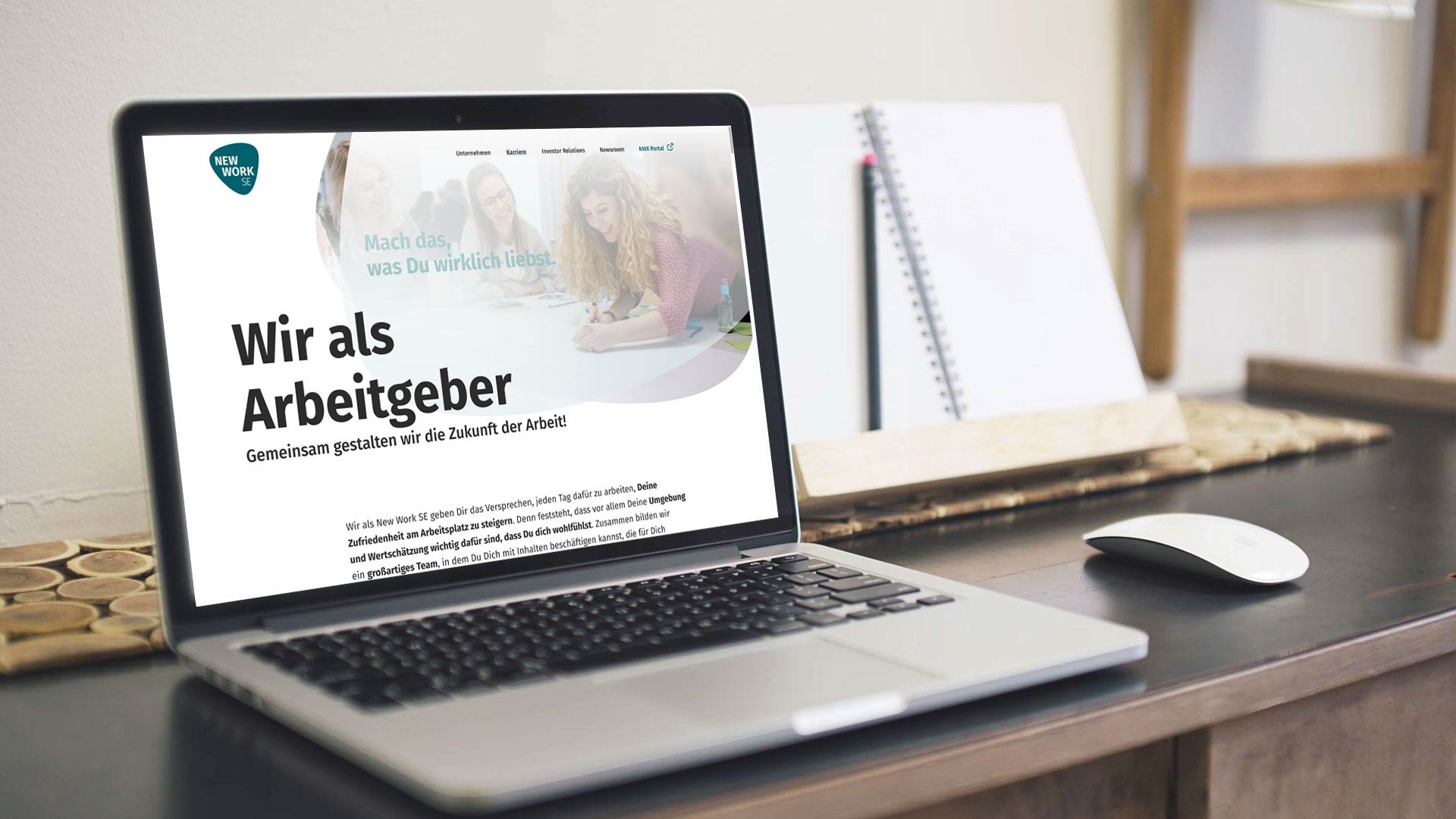 Landingpage wird auf Laptop angezeigt Employer Branding Landingpage