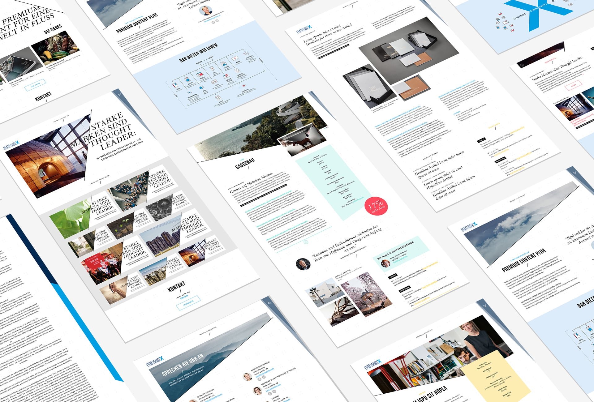 Der Aufbau bietet Platz für vielseitigen Content, inklusive Social Media Streams Neben dem responsiven Frontend stellte Hey Now auch das Backend bereit